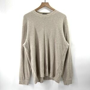 Eddie Bauer Men Large Waffle Thermal Shirt Long Sleeve Oatmeal Brown Tan Layer